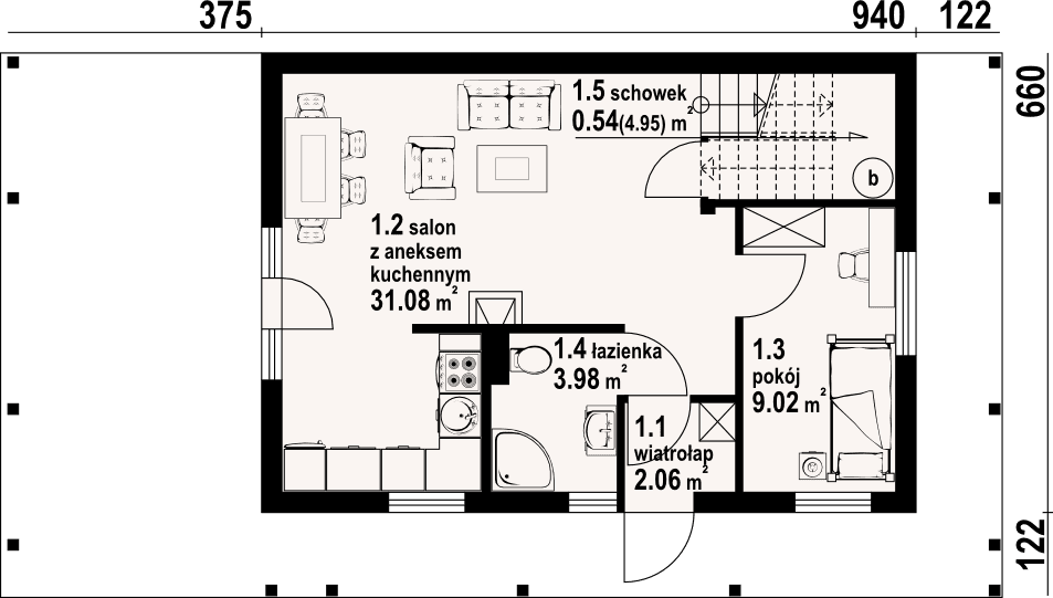 Rzut parteru budowa domu bartnowice 7 dws