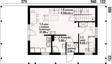 Rzut parteru budowa domu bartnowice 7 dws