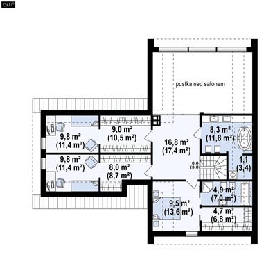 Rzut poddasza domu Z357 D w szkielecie drewnianym