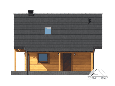 Elewacja domu Gajówko 13 dw w konstrukcji bal drewniany