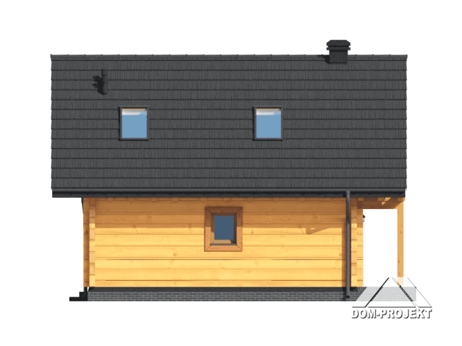 Elewacja ogrodowa domu Gajówko 13 dw w konstrukcji bal drewniany