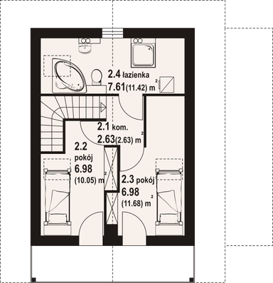 Rzut poddasza - budowa domu Gajówko 13dw w konstrukcji bal drewniany