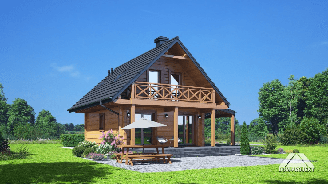 Dom tani w budowie w konstrukcji bal drewniany Gajówko 13 dw