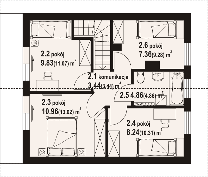 Rzut poddasza domu drewnianego Gryfice