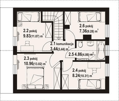 Rzut poddasza domu drewnianego Gryfice