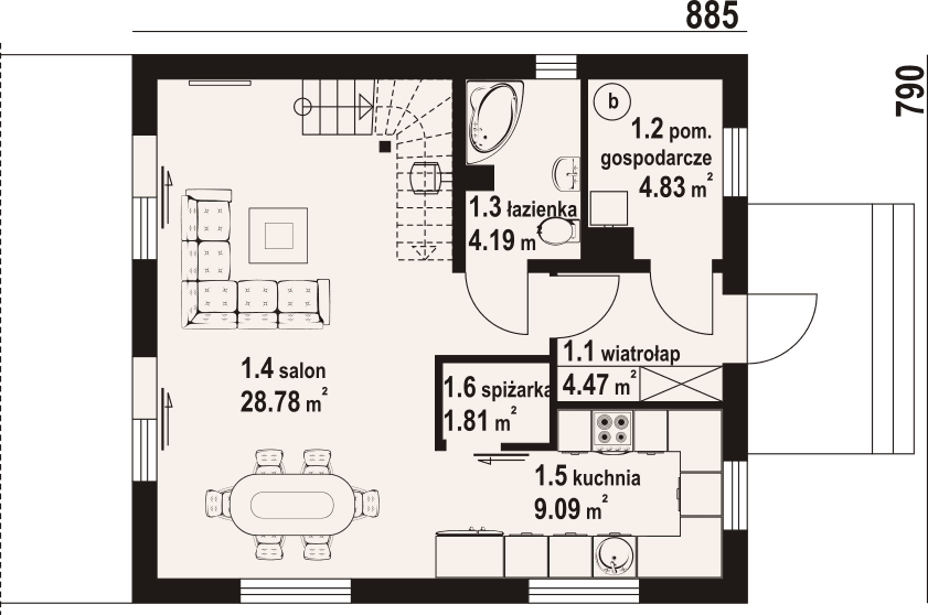 Rzut domu z bala drewnianego Gryfice