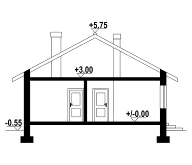 Przekrój budynku parterowego Orzeszkowo - dom z budową