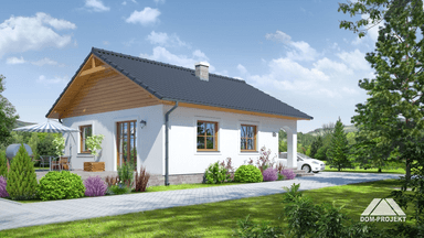 Projekt domu Orzeszkowo z budową w konstrukcji bal drewniany