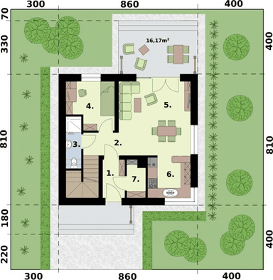 Rzut parteru domu Sevilla 4