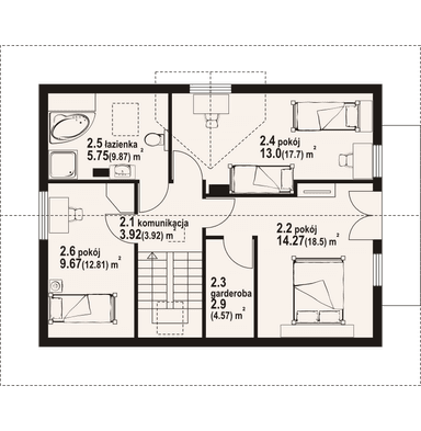 Rzut poddasza projektu domu Bartne dw29