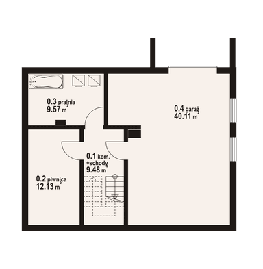 Rzut piwnicy w projekcie domu z budową bartne dw29