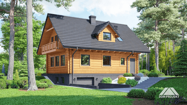 projekt domu Bartne drewniane 29 w konstrukcji bal drewniany