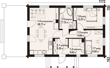 Rzut parteru domu Zawoja dw 7