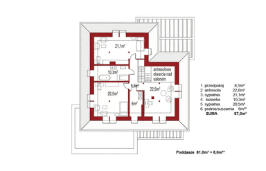 Rzut poddasza domu jednorodzinnego Alexandria