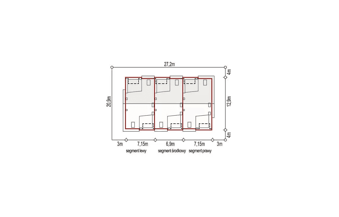 Usytuowanie projektu domu Andrea 3 segmenty