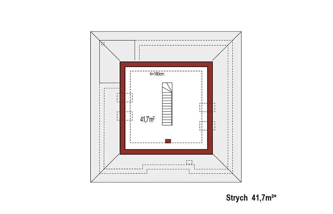 Rzut poddasza domu jednorodzinnego Bella A