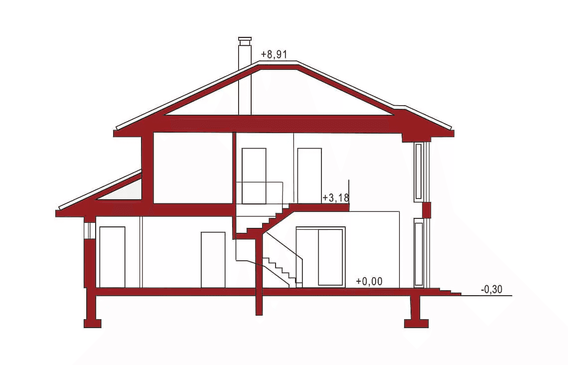 Przekrój projektu domu Carmen Grande 2