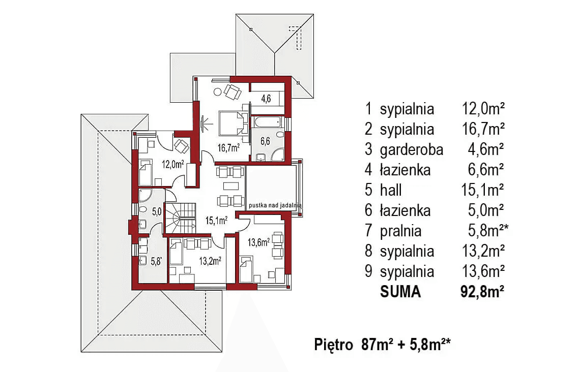 Rzut parteru projektu domu jednorodzinnego Carmen Grande A