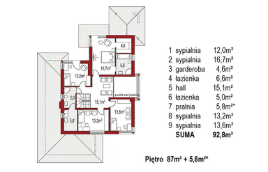 Rzut parteru projektu domu jednorodzinnego Carmen Grande A