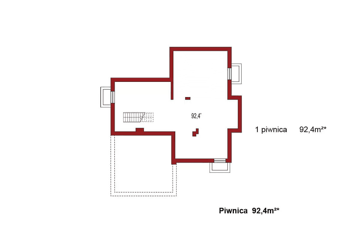 Rzut piwnicy domu Carmen Magdalena A z piwnicą