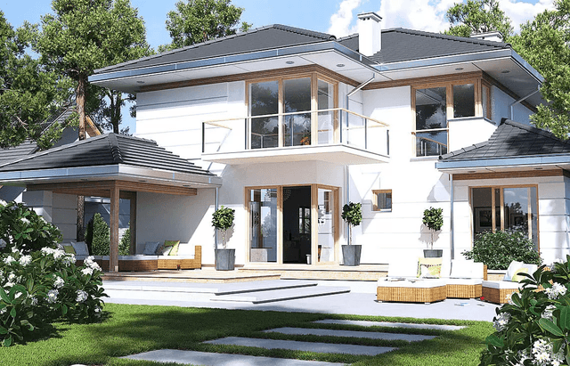 Wizualizacja domu jednorodzinnego Carmen Magdalena B 30 stopni strop monolityczny