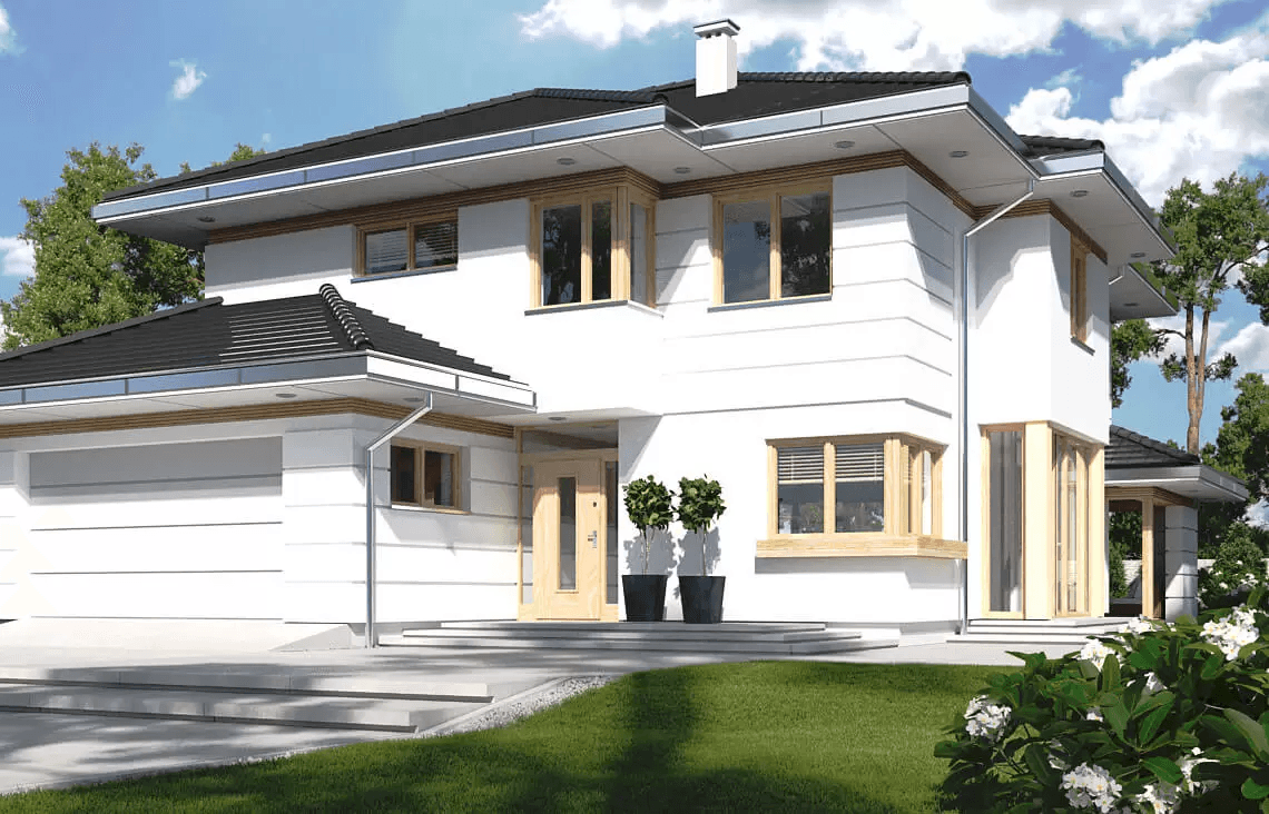 Wizualizacja projektu domu Carmen Magdalena C 30 stopni strop monolityczny