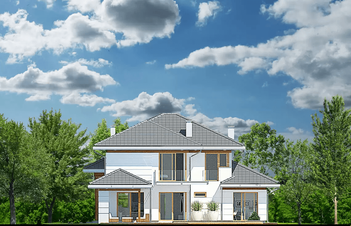 Elewacja tylna projektu domu jednorodzinnego Carmen Magdalena Lux