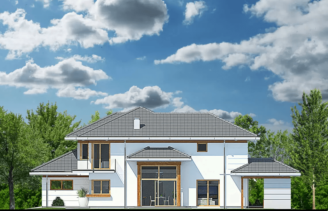 Elewacja boczna projektu domu jednorodzinnego Carmen Magdalena Lux