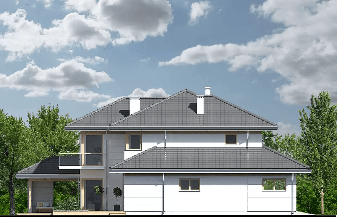 Elewacja boczna projektu domu jednorodzinnego Carmen Magdalena Optima A