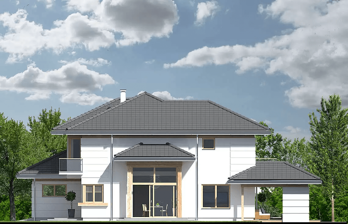 Elewacja boczna projektu domu jednorodzinnego Carmen Magdalena Optima A