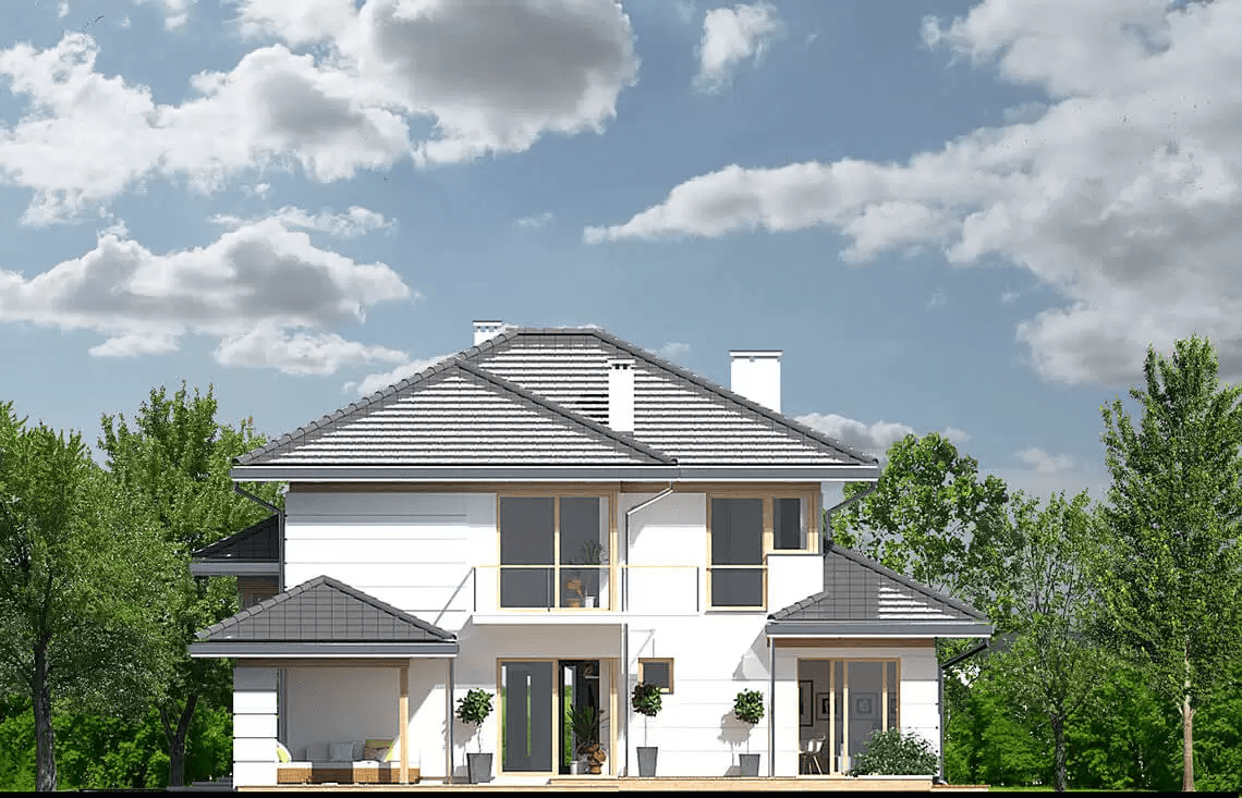 Elewacja tylna projektu domu jednorodzinnego Carmen Magdalena Optima A
