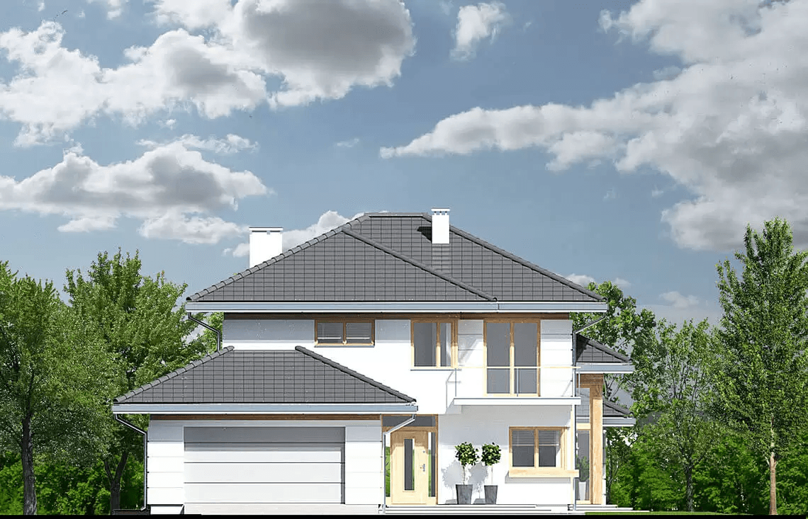 Elewacja frontowa projektu domu jednorodzinnego Carmen Magdalena Optima A