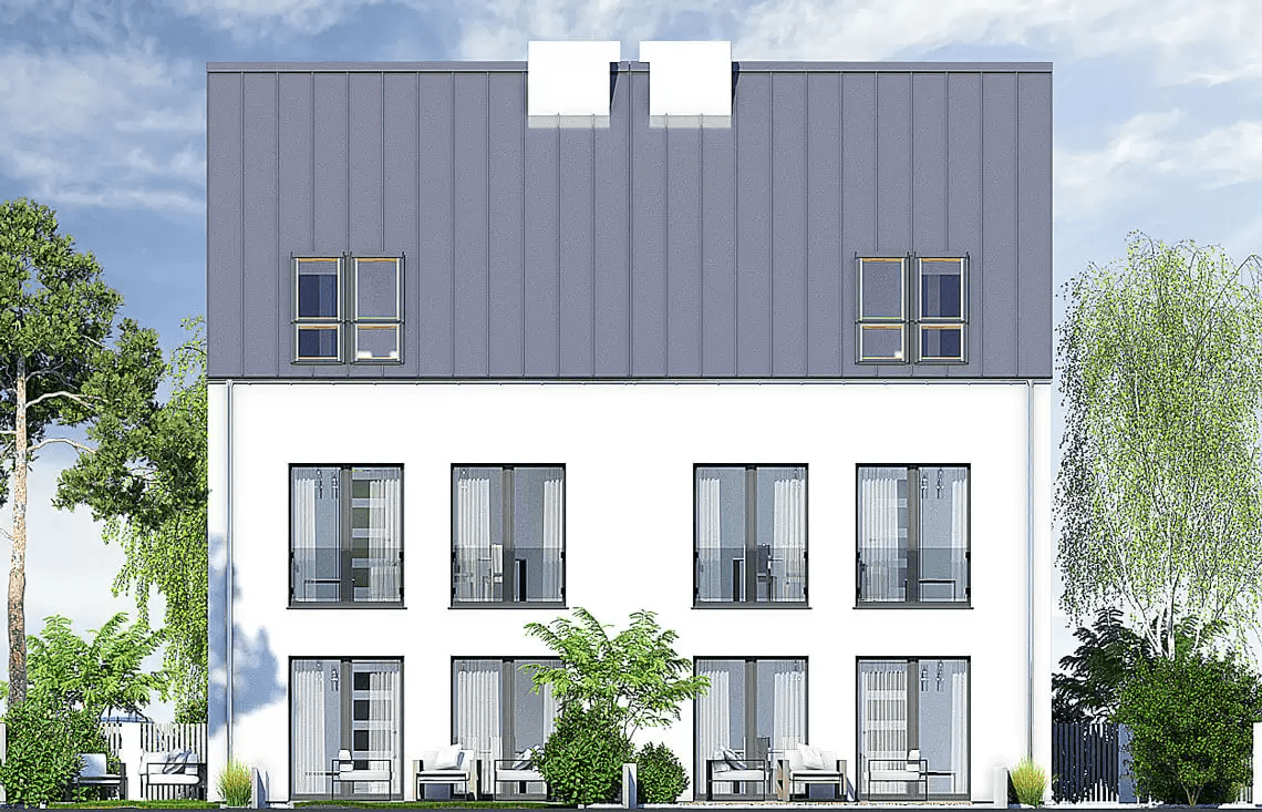 Elewacja tylna projekt bliźniaka DUO 48+82