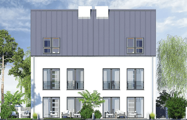 Elewacja tylna projekt bliźniaka DUO 48+82