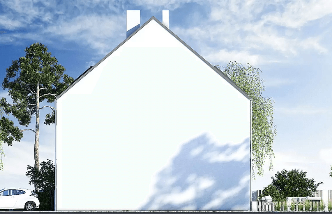 Elewacja boczna w proejkcie dom bliźniaczy Duo 48+82