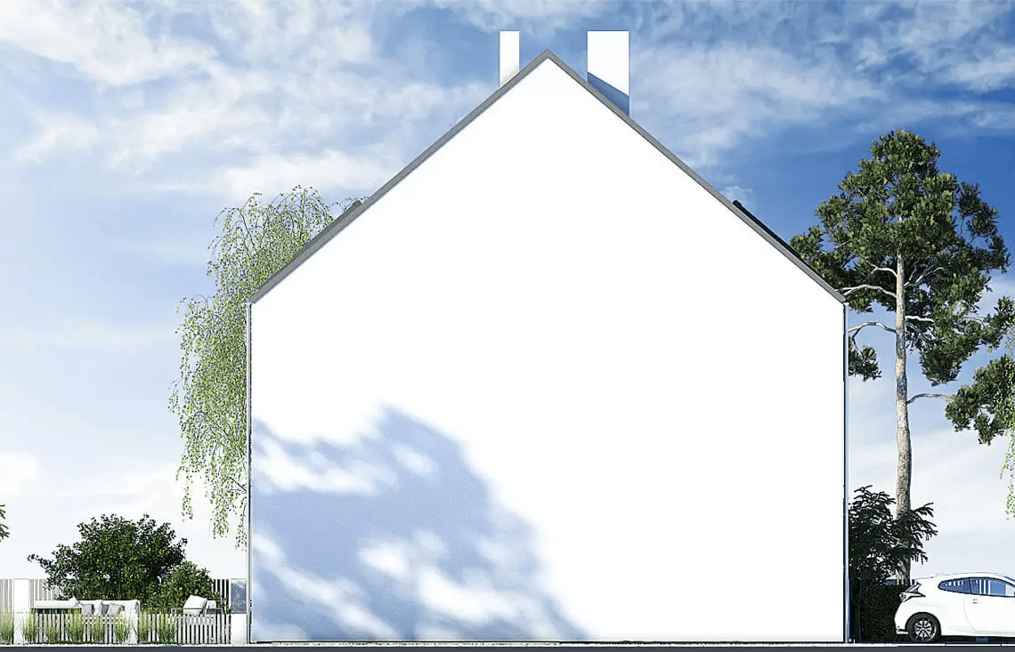 Elewacja boczna w domu bliźniaczym DUO 48+82