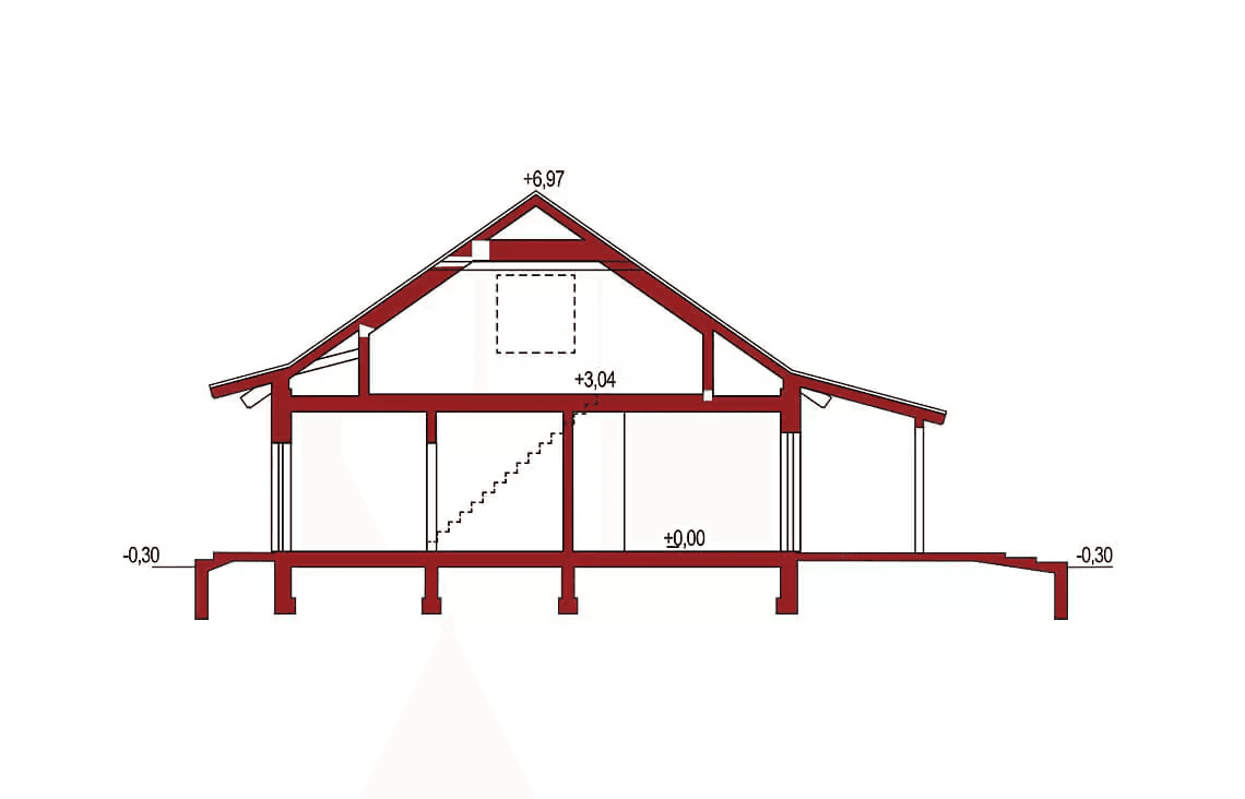 Przekrój projektu domu Abi A