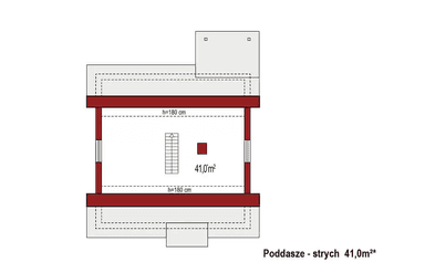 Rzut poddasza domu jednorodzinnego ABi A