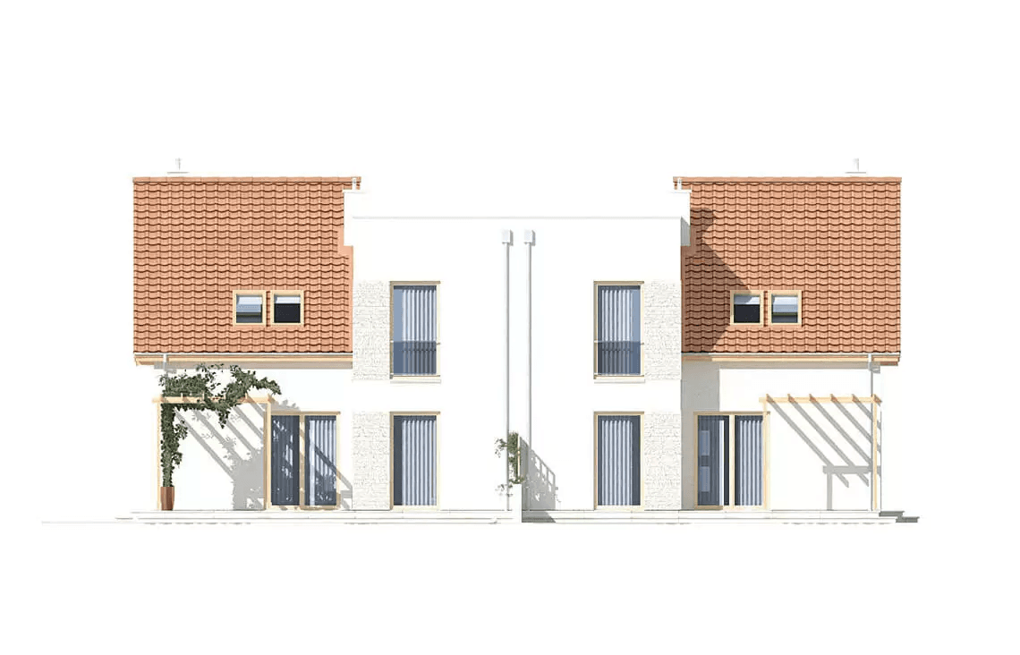 Elewacja tylna projektu domu jednorodzinnego Adam bliźniak