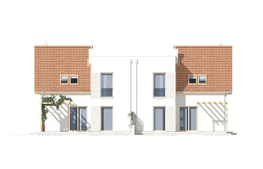 Elewacja tylna projektu domu jednorodzinnego Adam bliźniak