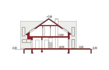 Przekrój projektu domu jednorodzinnego Adam bliźniak