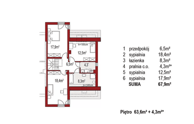 Rzut piętra projektu domu Adam segment prawy
