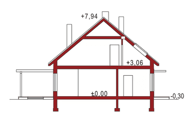 Przekrój projektu domu Amber A