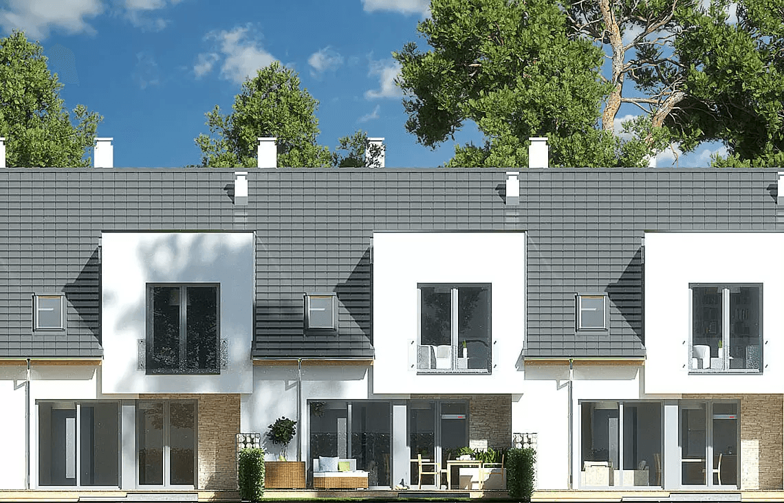 Elewacja tylna projektu domu Andrea B dwurodzinny (jednorodzinny dwulokalowy)