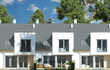 Elewacja tylna projektu domu Andrea B dwurodzinny (jednorodzinny dwulokalowy)