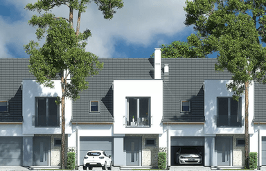 Elewacja frontowa projektu domu Andrea B dwurodzinny (jednorodzinny dwulokalowy)