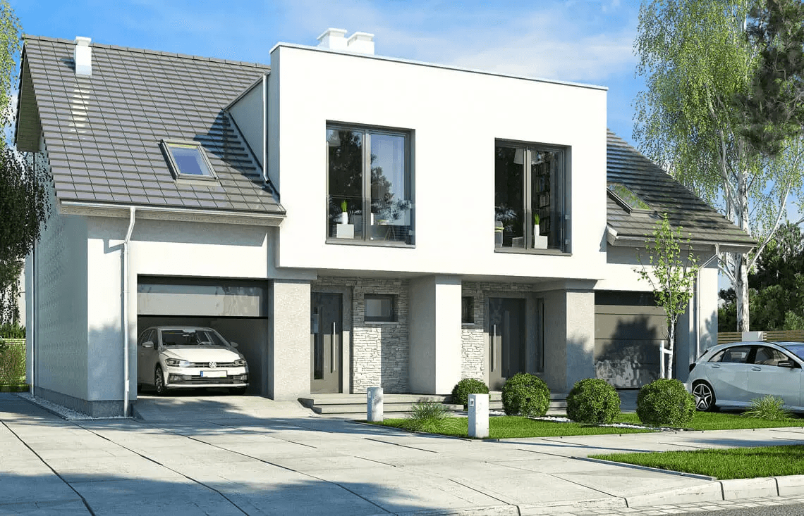 Wizualizacja projektu domu Andrea B dwurodzinny (jednorodzinny dwulokalowy)
