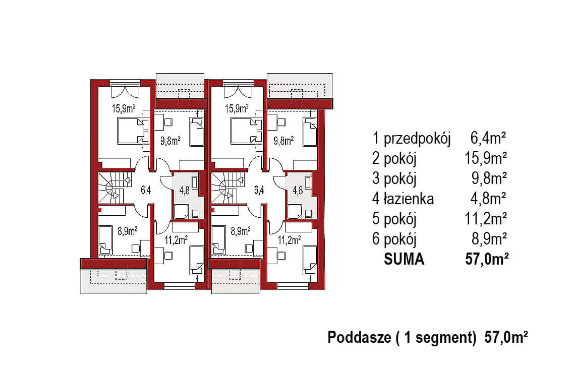Rzut piętra projektu domu Andrea Bliźniak A