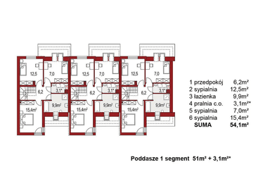 Rzut piętra projektu domu Andrzej 3 segmenty