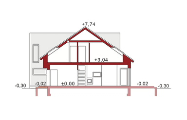 Przekrój projektu domu Andrzej 3 segmenty